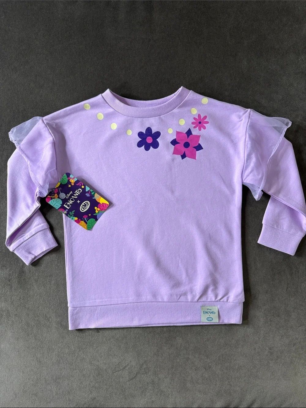 Girls Disney Encanto x CAMP Isabela Purple Flowers Sweatshirt Size S 4/6 RARE